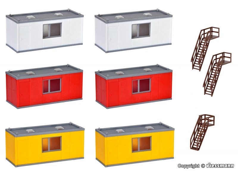 H0 Gebäude Container 6 Stück Viessmann Kibri Vollmer Modellbau 38627